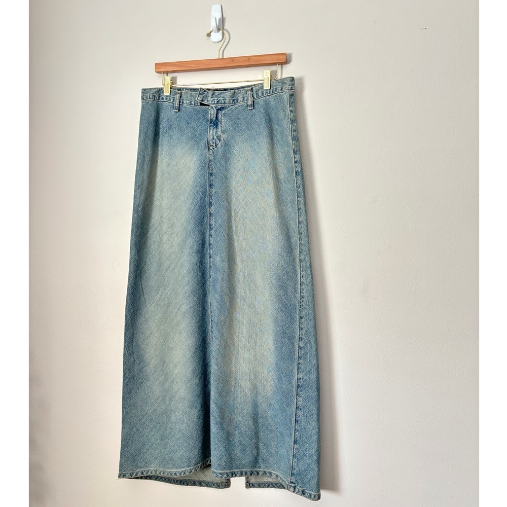 Y2K Vintage Denim Slit Maxi Skirt